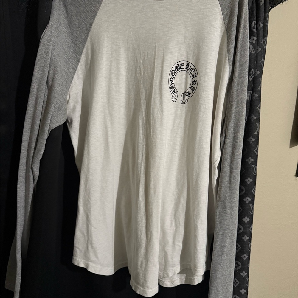 White and Gray Vintage Chrome Hearts Long Sleeve Shirt